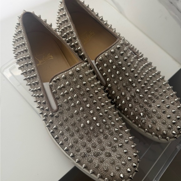 Christian Louboutin Other - Christian Louboutin Roller Boat Men's Spiked Slip-On Shoes - Silver